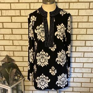 Charter Club Black and White Patterned Tunic